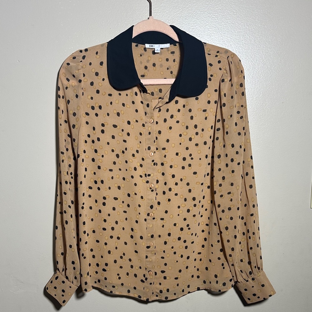 DR2 Daniel Rainn Brown‎ Dot Printed Career Top | Medium